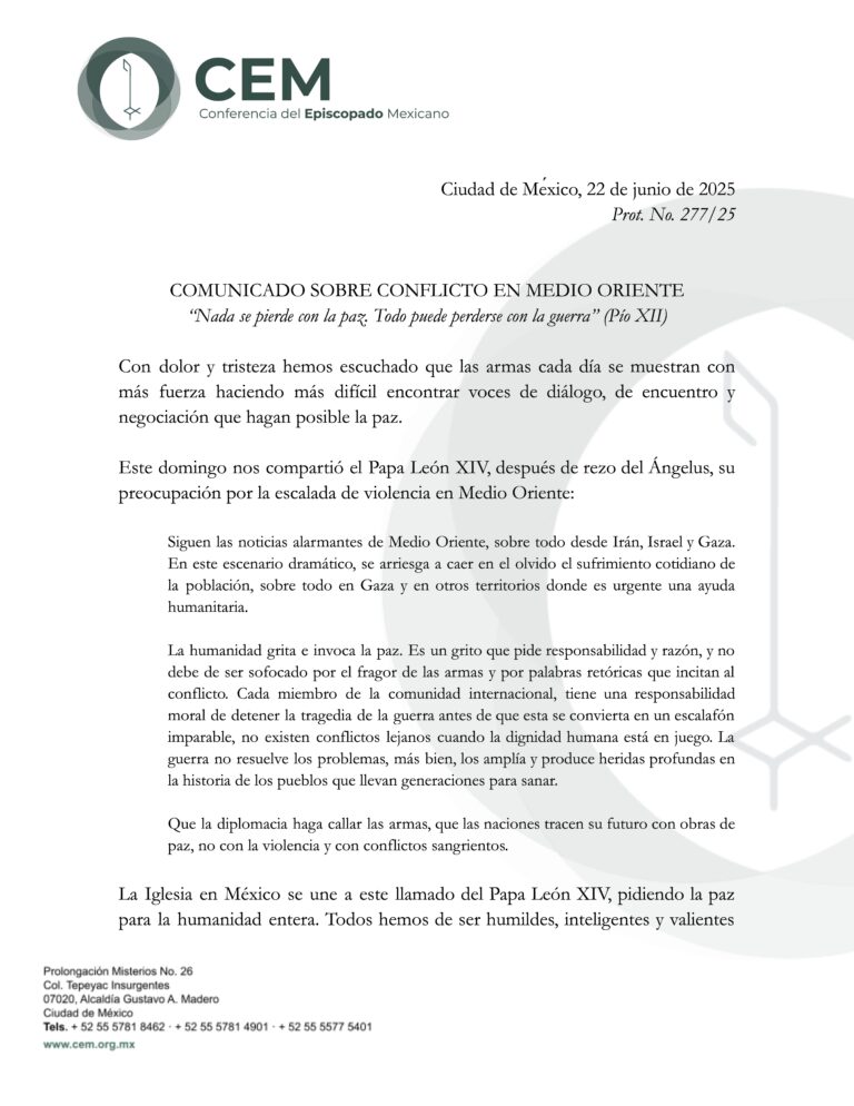 Comunicado sobre Conflicto en Medio Oriente – Conferencia del ...